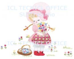 刺繍デザイン画像001:花を摘むアリス